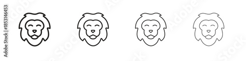 Lion head icons, Set of linear icons. Black linear palm icons
