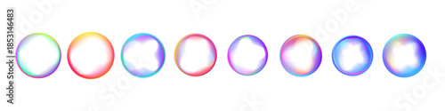 Set of neon circle PNG with gradient highlights. Bright luminous round shape with smooth light. Futuristic glowing ring element.