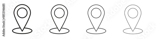 Map pointer icons, Set of linear icons. Black linear palm icons