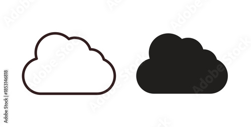Cloud icons. thin line and glyph vector icons pack on white background