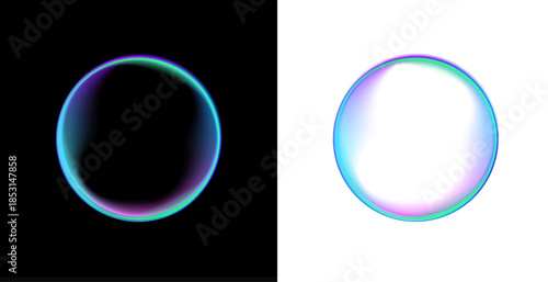 Glowing neon circle holds a liquid bubble inside a PNG frame. The gradient sphere reflects smooth neon lines. Small particles float along the liquid shape.