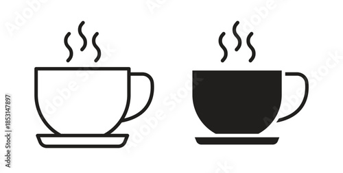 Coffee icons. thin line and glyph vector icons pack on white background