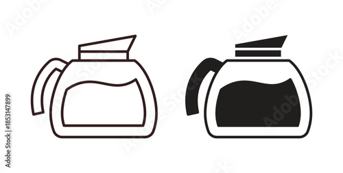 Coffee pot icons. thin line and glyph vector icons pack on white background