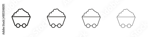 Mine wagon icons, Set of linear icons. Black linear palm icons