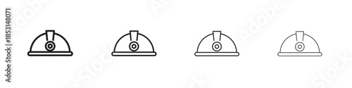 Mining Helmet icons, Set of linear icons. Black linear palm icons