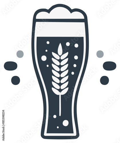 Illustration of a beer glass with wheat, food, and drink.