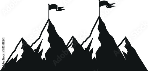 Mountains with flags vector