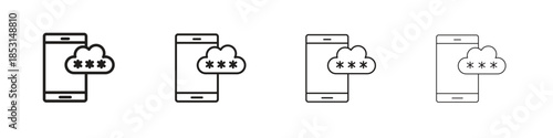 OTP icons, Set of linear icons. Black linear palm icons
