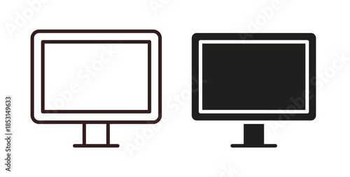 Computer screen icons. thin line and glyph vector icons pack on white background