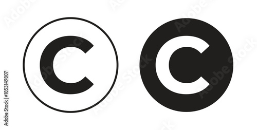 Copyright icons. thin line and glyph vector icons pack on white background
