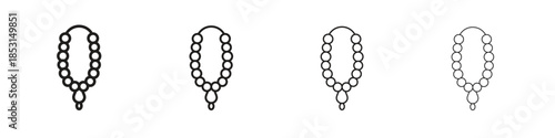 Pearl necklace icons, Set of linear icons. Black linear palm icons