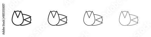 Pistachio icons, Set of linear icons. Black linear palm icons