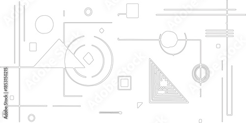architectural plan blueprint or abstract modern. Seamless various geometric lines patterns.	