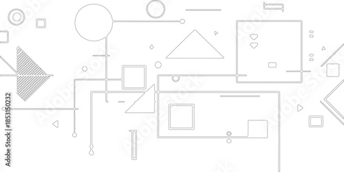 architectural plan blueprint or abstract modern. Seamless various geometric lines patterns.