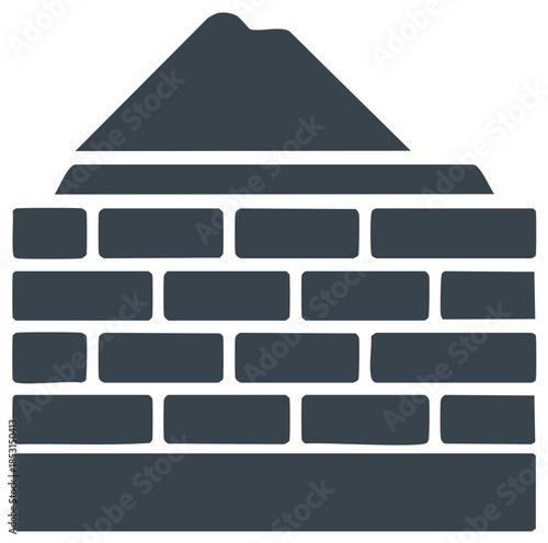 Solid Brick Wall with Triangle Shape on Top Construction Element Icon