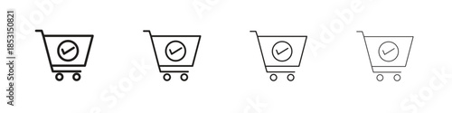 Purchase order icons, Set of linear icons. Black linear palm icons