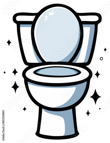 Sparkling Clean White Toilet Bowl with Open Lid and Seat