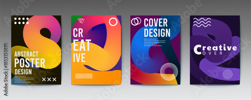 Vibrant abstract poster design templates with bold typography and modern layouts