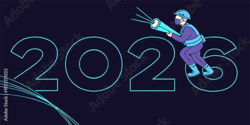 2026 New Year design with fiber optic cable, symbolizing connectivity, futuristic technology, and new opportunities for the year ahead.