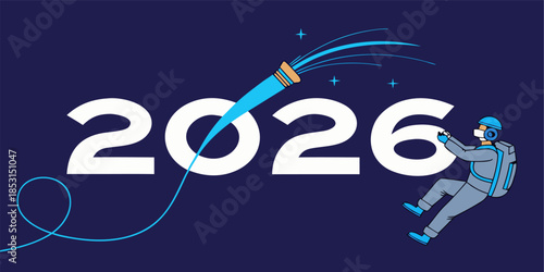 2026 New Year template featuring a fiber optic cable, representing innovation, technology, and fresh beginnings for the upcoming year.