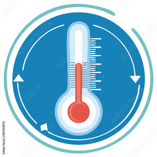 Temperature Regulation Cycle Icon with a Thermometer for Climate Control