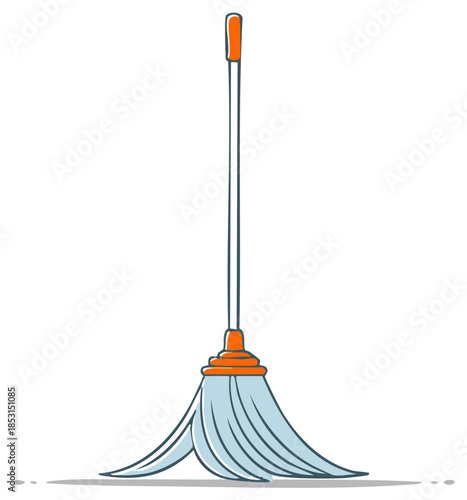 Cartoon Mop Illustration for Cleaning and Housework Concepts