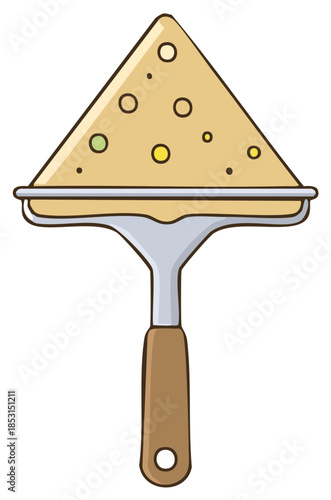 Pancake Spatula Illustration Cartoon with Toppings Triangular Flat Icon Isolated