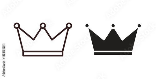 Crown icons. thin line and glyph vector icons pack on white background