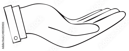 Open Hand Gesture Palm Upward Hand Drawn Outline Offering or Receiving Design Element