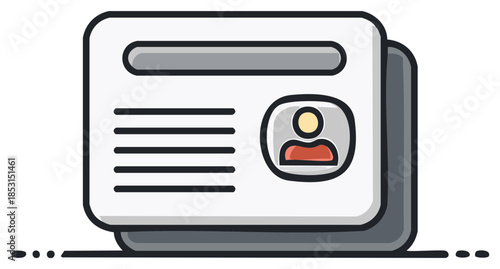 Illustration of a professional identification card with profile picture and text elements