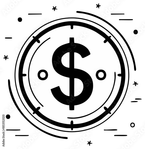 Dollar sign emblem within a circular target design