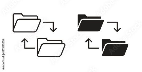 Data transfer icons. thin line and glyph vector icons pack on white background