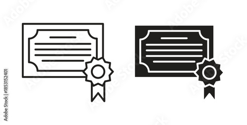 Diploma icons. thin line and glyph vector icons pack on white background