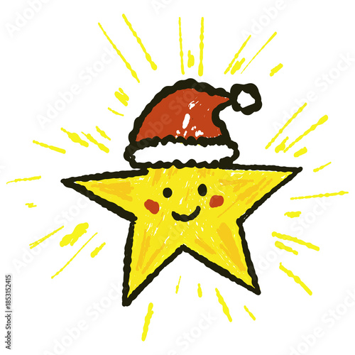 A cheerful Christmas star in a hat.