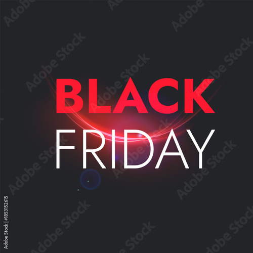 Wallpaper Mural Black Friday sale banner with neon red glowing abstract lines on dark background Torontodigital.ca