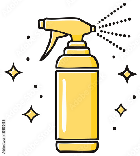Yellow Spray Bottle Cleaning Illustration