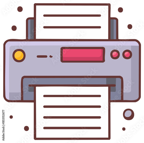 Illustration of a Printer Printing a Document