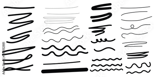 Collection of various squiggly lines and wavy patterns