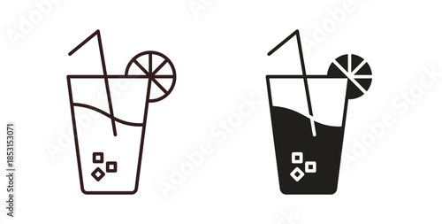 Drink icons. thin line and glyph vector icons pack on white background