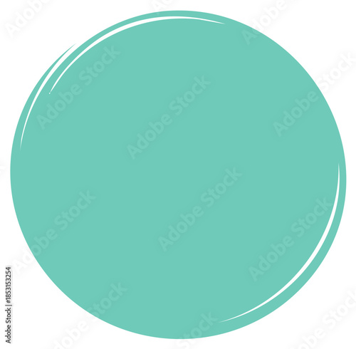 A hand drawn aqua circle with shiny highlights, a minimalist vector icon for modern graphic design.