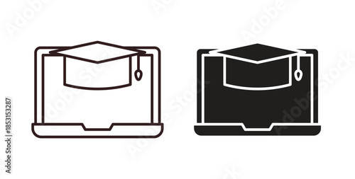 E learning icons. thin line and glyph vector icons pack on white background