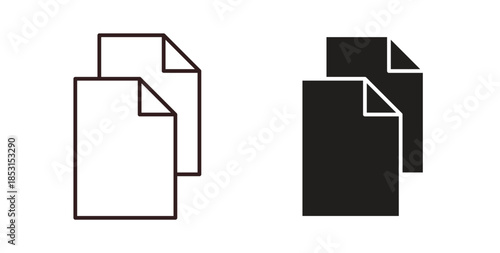 Duplicate icons. thin line and glyph vector icons pack on white background