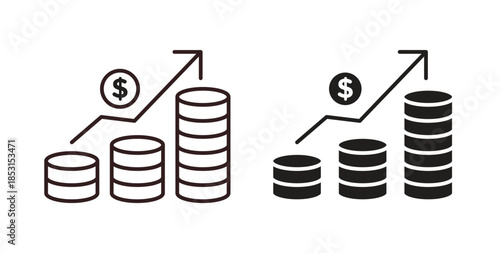 Earning icons. thin line and glyph vector icons pack on white background