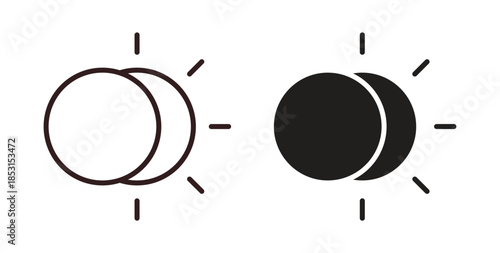 Eclipse icons. thin line and glyph vector icons pack on white background