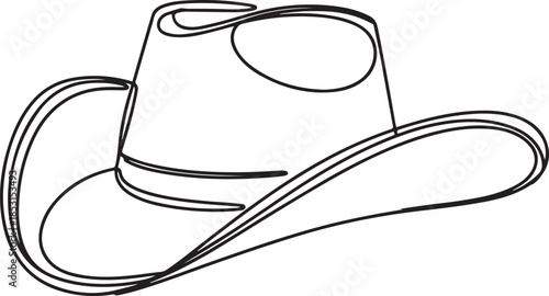 Vintage Cowboy Hat Drawing.one line vector illustration with out background.