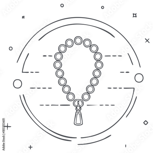 Religious prayer beads symbol illustration