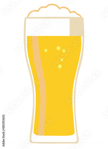 Refreshing Pint of Beer with Bubbly Foam Head and Clean Vector Graphic Design Style for Craft Beer Illustration