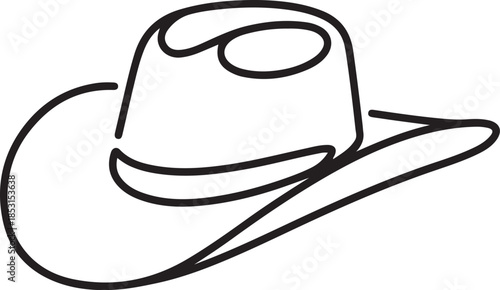 Vintage Cowboy Hat Drawing.one line vector illustration with out background.
