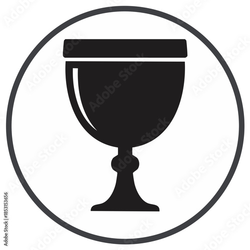 Classic chalice goblet drinkware icon symbol in a circular outline vector illustration