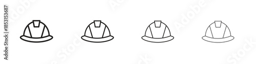 Safety helmet icons, Set of linear icons. Black linear palm icons